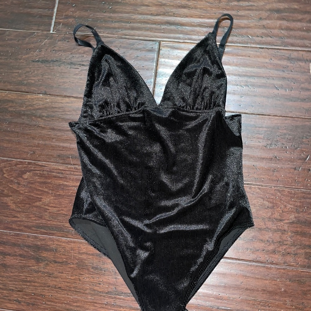 Black velvet body suit